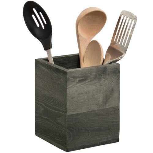 Gray Wood Kitchen Utensil Holder - MyGift