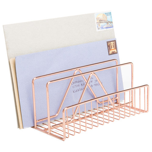 Modern Copper Metal Wire Mail Sorter, Geometric Design-MyGift