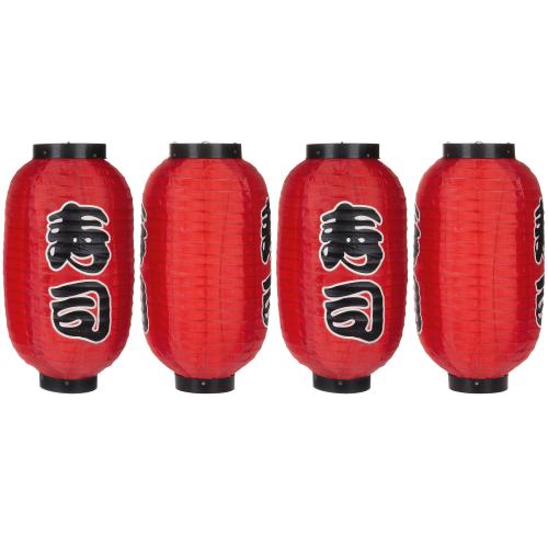 Traditional Japanese Style Red Lanterns, Set of 4-MyGift