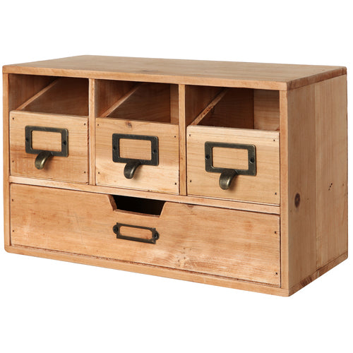 MyGift Small Natural Wood Office Storage Cabinet/Jewelry Organizer with 3 Drawers