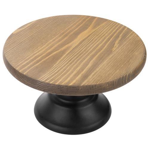 10-inch Brown Wooden Cake Stand with Black Base - MyGift