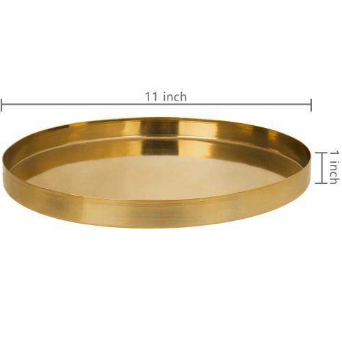 11-inch Brass Plated Metal Round Decorative Serving Tray - MyGift