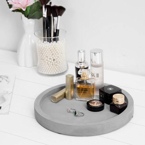 11-inch Classic Cement Gray Round Vanity Tray - MyGift