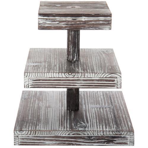 12-Inch Torched Wood Dessert / Appetizer Stand - MyGift
