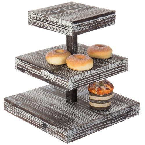 12-Inch Torched Wood Dessert / Appetizer Stand - MyGift