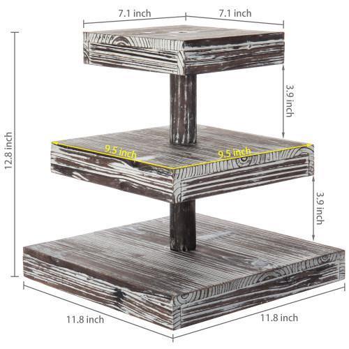 12-Inch Torched Wood Dessert / Appetizer Stand - MyGift