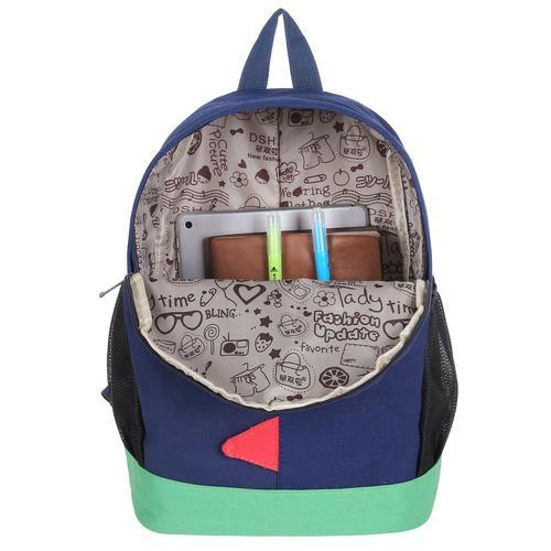 13-Inch Kid's Dinosaur Spike Blue Canvas School Backpack - MyGift