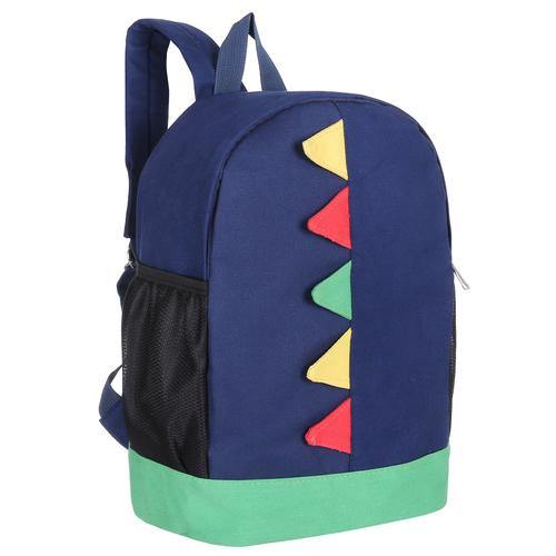 13-Inch Kid's Dinosaur Spike Blue Canvas School Backpack - MyGift