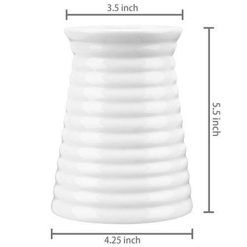 Small Ribbed Design White Ceramic Vase - MyGift