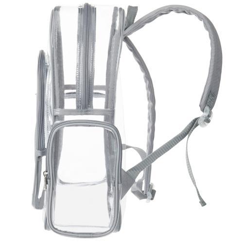 17-Inch Clear Security Backpack with Silver Gray Trim