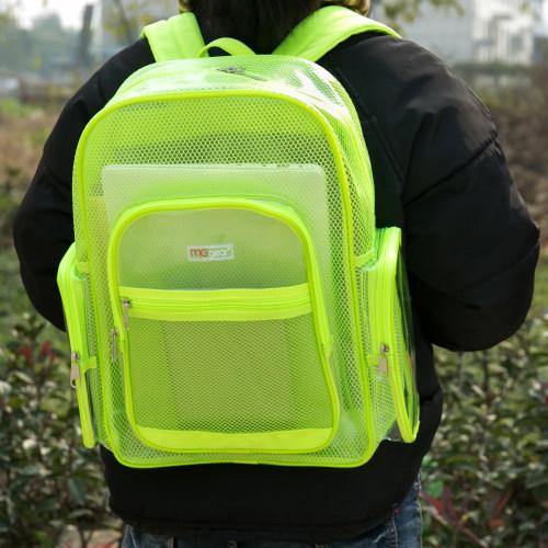17-Inch Green Mesh & Clear PVC School Backpack - MyGift