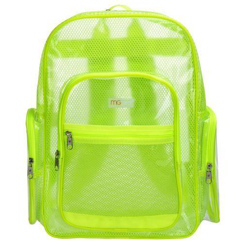 17-Inch Green Mesh & Clear PVC School Backpack - MyGift