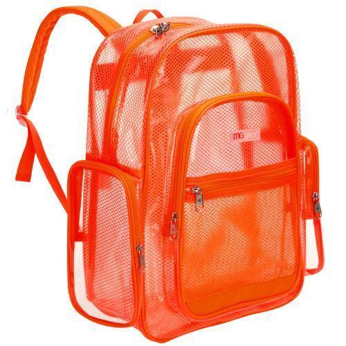 17-Inch Orange Mesh & Clear PVC School Backpack – MyGift