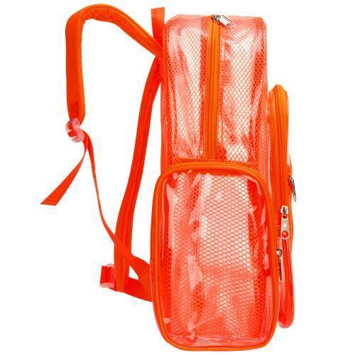 17-Inch Orange Mesh & Clear PVC School Backpack - MyGift