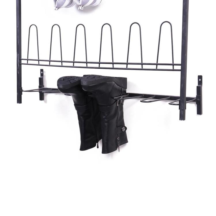 18 Pair Black Metal Wall Mounted Entryway Shoe Storage Organizer Rack - MyGift Enterprise LLC