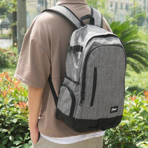 19 Inch Gray Linen Student School Laptop Backpack - MyGift
