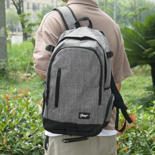 19 Inch Gray Linen Student School Laptop Backpack - MyGift