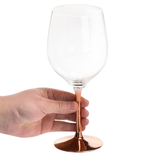 Modern 20 oz Copper-Toned Stemmed Wine Glasses, Set of 4-MyGift
