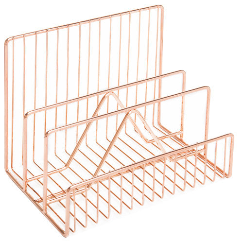 Modern Copper Metal Wire Mail Sorter, Geometric Design-MyGift