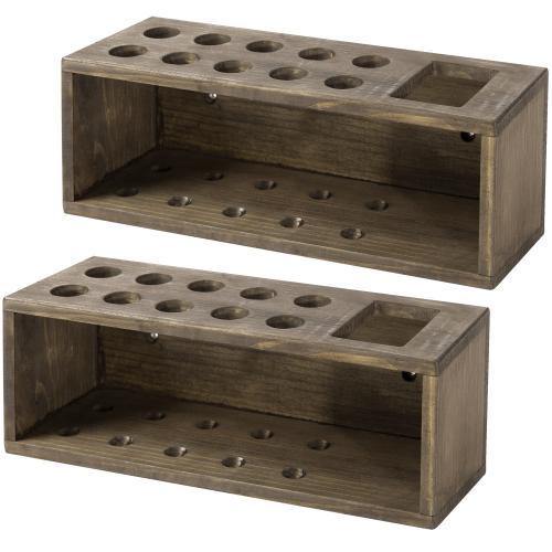 Rustic Wood Dry Erase Marker & Eraser Organizer, Brown, Set of 2 - MyGift