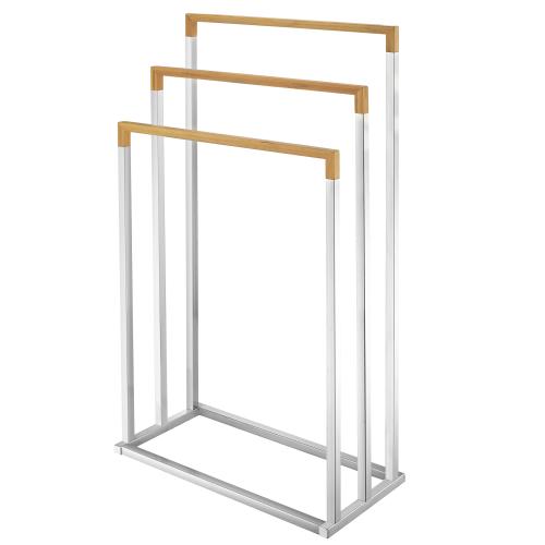 Chrome & Bamboo Towel Rack-MyGift