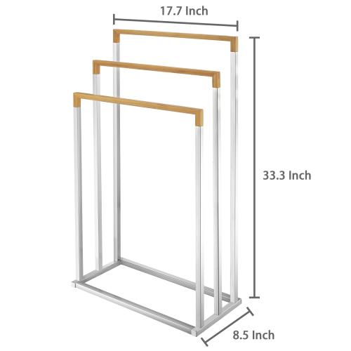 Chrome & Bamboo Towel Rack-MyGift