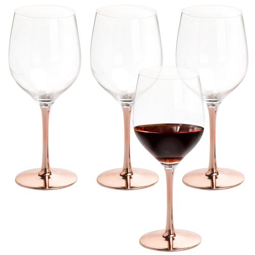 Modern 20 oz Copper-Toned Stemmed Wine Glasses, Set of 4-MyGift