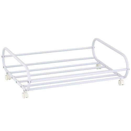 White Metal Rolling Under-Bed Storage Cart-MyGift