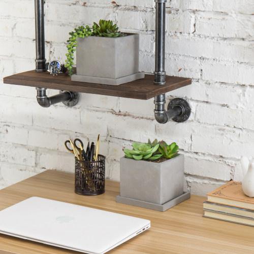 Gray Clay Cube Planters with Removable Trays, Set of 2 - MyGift
