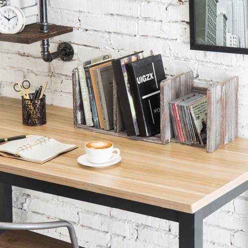 Expandable Torched Wood Desktop Bookshelf - MyGift