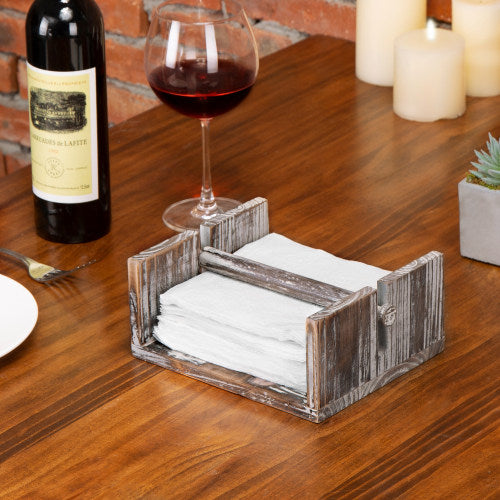 Torched Wood Napkin Holder w/ Weighted Arm-MyGift