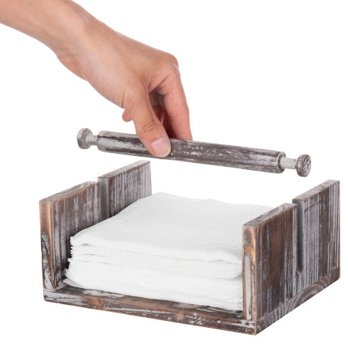 Torched Wood Napkin Holder w/ Weighted Arm-MyGift