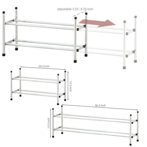 Expandable & Stackable Chrome Plated Shoe Rack-MyGift