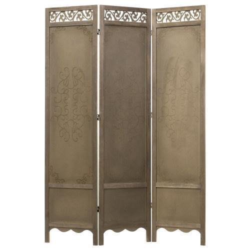 3-Panel Antique Brown Wood Room Divider - MyGift
