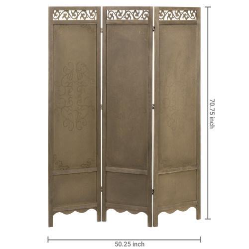 3-Panel Antique Brown Wood Room Divider - MyGift