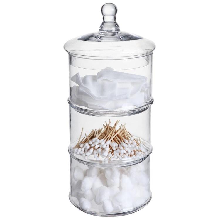 16 inch 3 Tier Stacking Apothecary Jars, Round Glass Candy and Cookie Dishes - MyGift Enterprise LLC