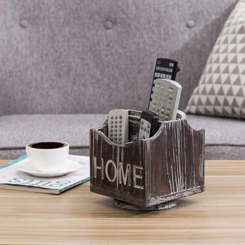 360-Degree Rotating Torched Wood Remote Control Holder Caddy - MyGift