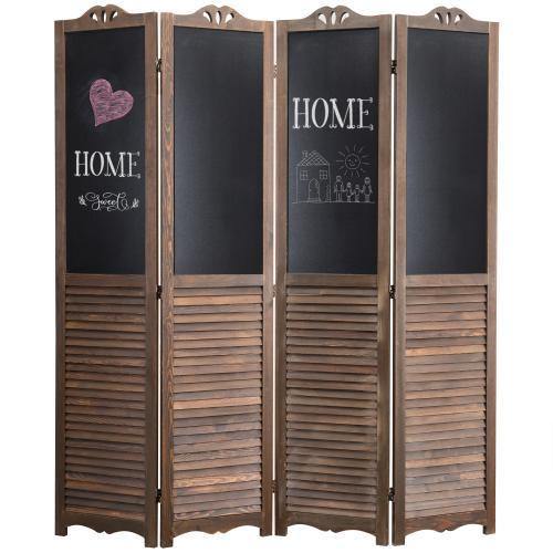 4-Panel Wood Room Divider with Chalkboard Panels - MyGift