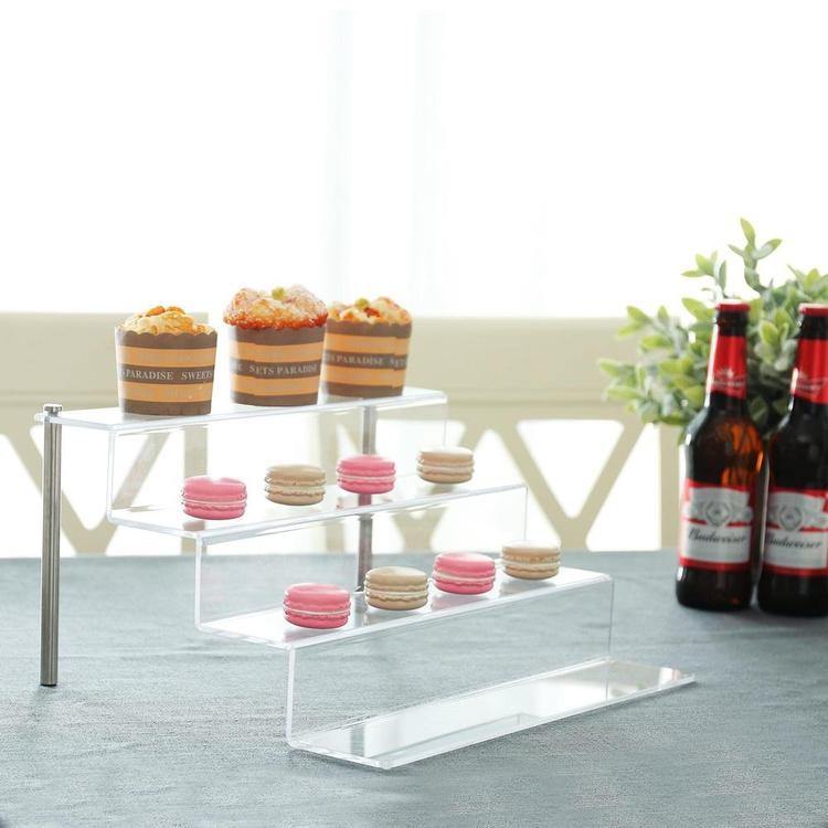 4-Tier Clear Acrylic Shelf & Metal Cupcake Riser Stand - MyGift