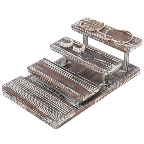 4-Tier Rustic Torched Wood Sunglasses Display Stand - MyGift