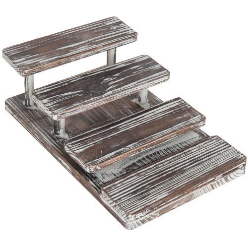 4-Tier Rustic Torched Wood Sunglasses Display Stand - MyGift