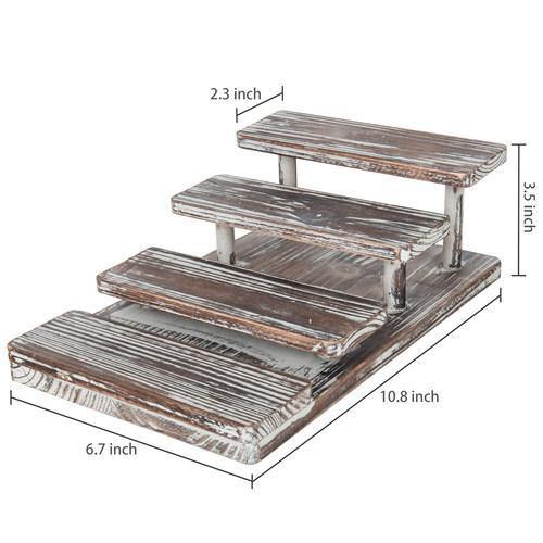 4-Tier Rustic Torched Wood Sunglasses Display Stand - MyGift