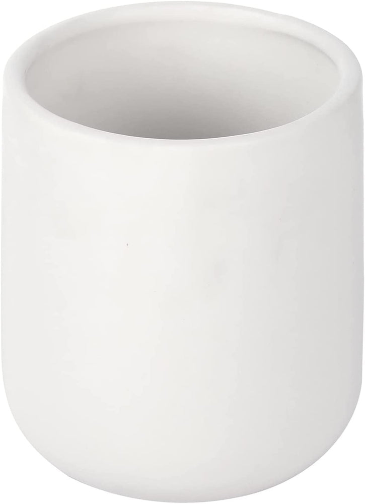 White Ceramic Utensil Holder, Utensil Crock Kitchen Organizer, Countertop Cooking Tools Holder with Rounded Base-MyGift