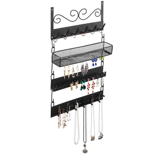 Black Metal Wall-Mounted Jewelry Rack-MyGift