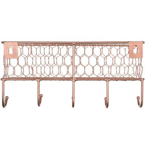 Copper Chicken Wire Mesh Mail Sorter w/ Hooks - MyGift