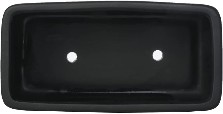 10 Inch Matte Black Ceramic Succulent Planter, Decorative Window Box Rectangular Indoor Pot with Removable Drip Tray-MyGift