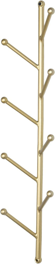 Gold Tone Metal Wall Mounted Hat, Coat, Garment Hanging Rack with 8 Tree Branch Style Hanger Hooks-MyGift