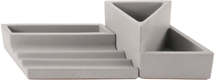 Gray Concrete Stationery Desk Tray, Pen Holder, and Mini Succulent Planter, 2 Piece Set-MyGift