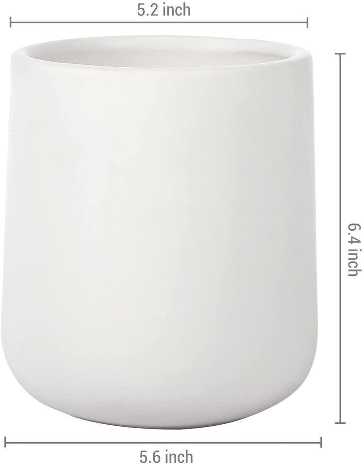 White Ceramic Utensil Holder, Utensil Crock Kitchen Organizer, Countertop Cooking Tools Holder with Rounded Base-MyGift