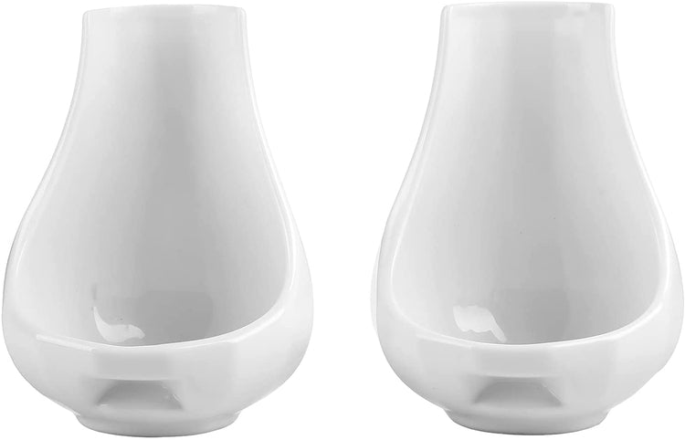 Set of 2, Upright White Ceramic Spoon Rest, Vertical Standing Ladle Holders-MyGift